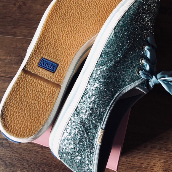 KATE SPADE/KEDS-NWT Aqua Glitter Sneakers - Picture 3 of 16